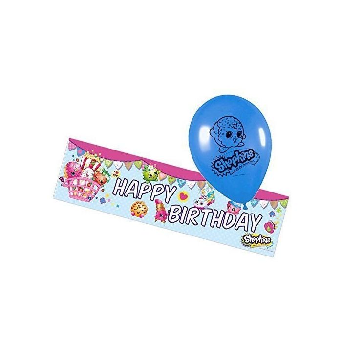 Shopkins - Party Foil Banner and 5 Shopkin Balloons 