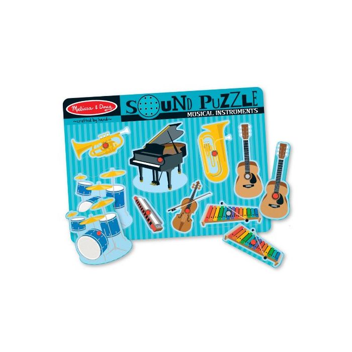 Melissa & Doug - Musical Instruments Sound Puzzle - Wooden Peg Puzzle (8 pcs)