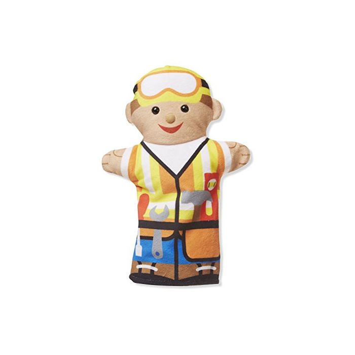 Melissa & Doug - Jolly Helpers Hand Puppets (Set of 4) - Construction Worker, Doctor, Police Officer, and Firefighter