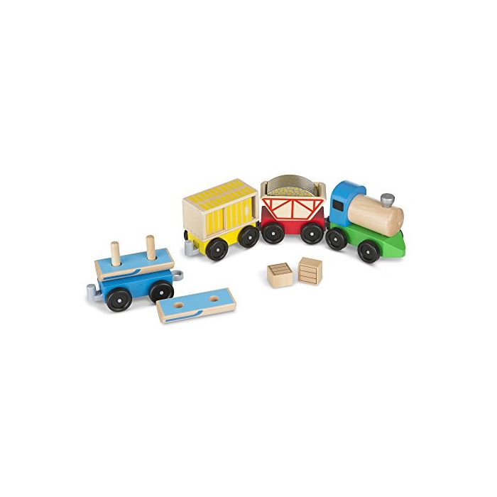 Melissa & Doug Cargo Train - Classic Wooden Toy (4 linking cars, approx. 12.7 cm long each)