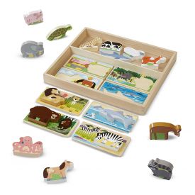 Melissa and Doug Picture Boards with Chunky Wooden Animal Play Pieces 
