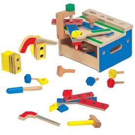 Melissa & Doug Hammer and Saw Tool Bench Wooden Building Set (32 pcs)