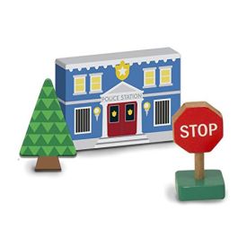 Melissa & Doug Wooden Town Play Set With Storage Tray (32 pcs)