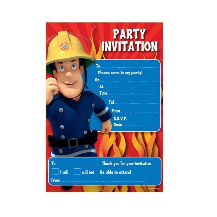 Fireman Sam Party Invitations