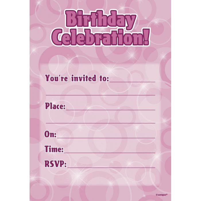 Birthday Invitations - Pink