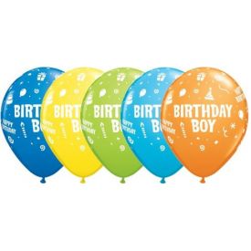 Birthday Boy Assorted Colours Qualatex 11" Latex Balloons x 6