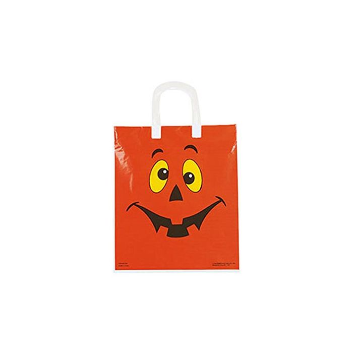 Halloween Plastic Treat Bags(Orange and White)